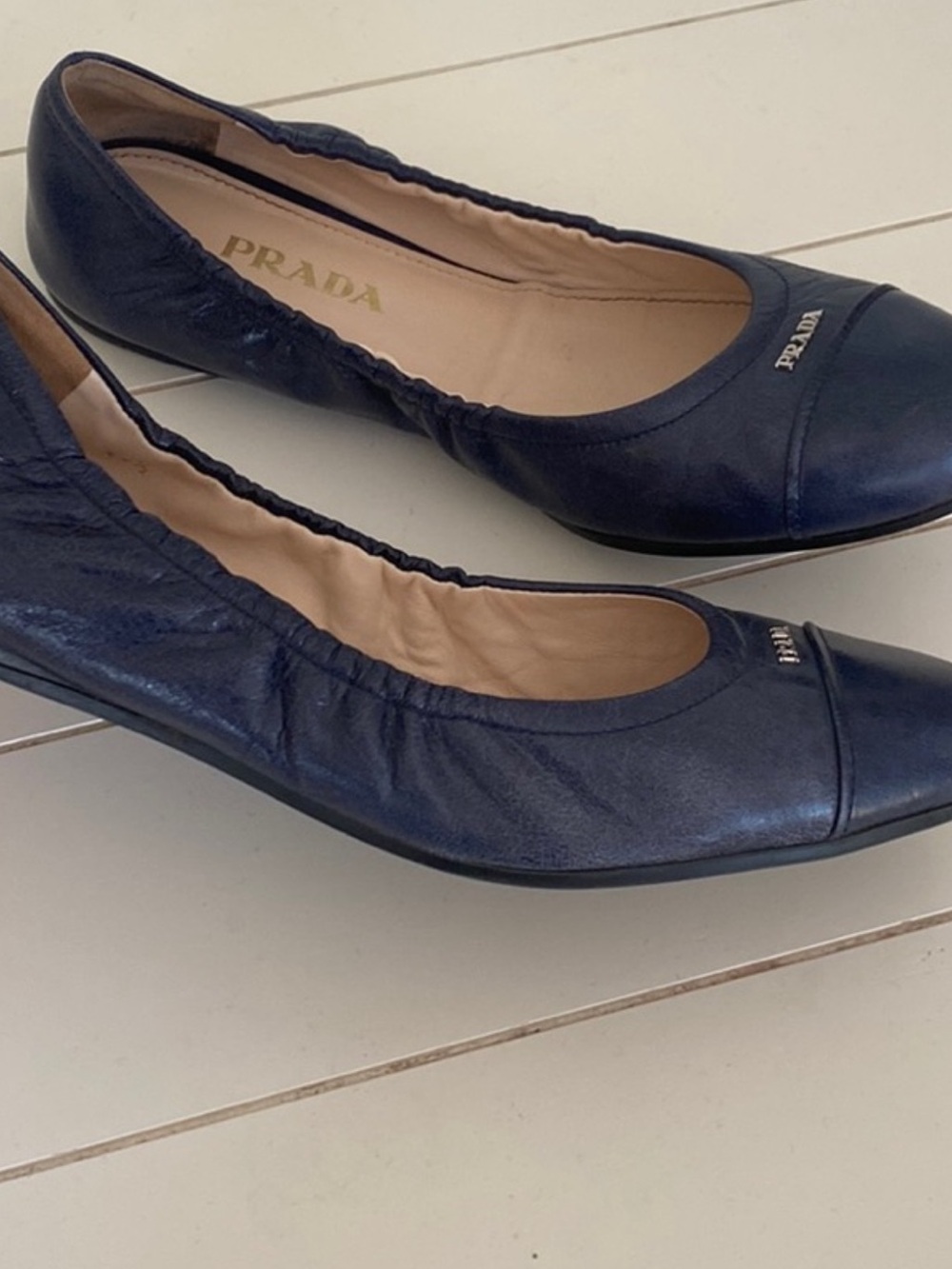 PRADA shoes loafers flats size 39.5, 9.5 blue leather - Picture 6 of 6
